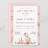 Whimsical Baby Dusche von Mail Fairy Tale Swans Einladung (Vorne/Hinten)