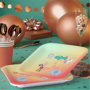 Whimsical Baby Duschtierparade Pappteller
