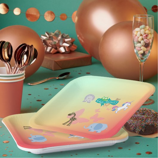 Whimsical Baby Duschtierparade Pappteller (Multi)