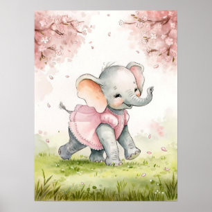Whimsical Baby Elephant in rosa Kleid unter Kirry Poster