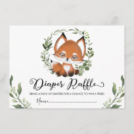 Whimsical Baby Fox Greenerity Wreath Diaper Raffle Begleitkarte