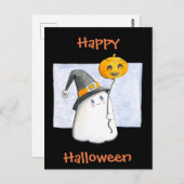 Whimsical Baby Ghost // Happy Halloween Postkarte (Vorne/Hinten)