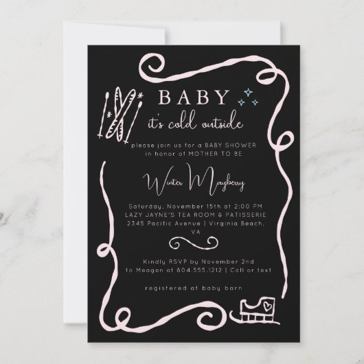 Whimsical Baby It's Cold Outside Baby Shower Invit Einladung (Vorderseite)