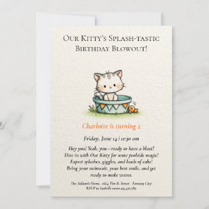 Whimsical Baby Kitty zum Geburtstag Einladung