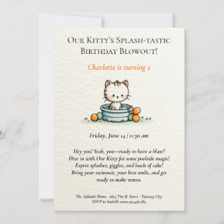 Whimsical Baby Kitty zum Geburtstag Einladung