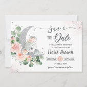 Whimsical Baby Koala Crescent Moon Blush Floral Save The Date (Vorderseite)