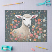 Whimsical Baby Lamb im Blumengarten Seidenpapier (Basteln)
