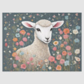 Whimsical Baby Lamb im Blumengarten Seidenpapier (Vorderseite)