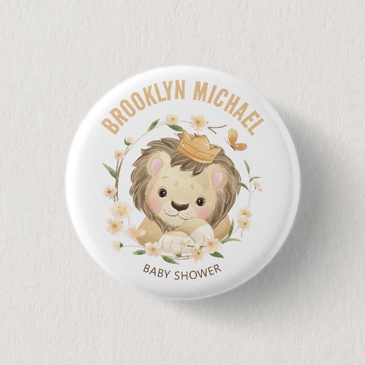 Whimsical Baby Lion King Baby Dusche Button (Vorderseite)