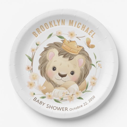 Whimsical Baby Lion King Baby Dusche Pappteller (Vorderseite)