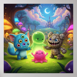 Whimsical Baby Monsters Poster