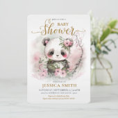 Whimsical Baby Panda & Cherry Blossom Babydusche Einladung (Stehend Vorderseite)