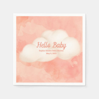 Whimsical Baby Shower, Baby Girl, Kitten Serviette