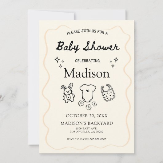 Whimsical Baby Shower Einladung - HandGezeichnet I (Vorderseite)