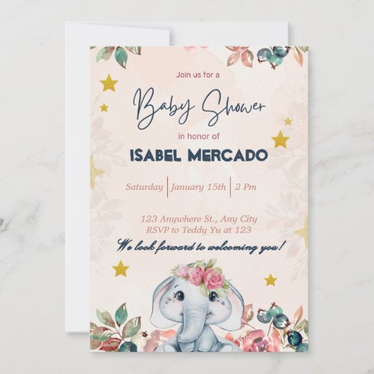 Whimsical Baby Shower Invite - Niedlich und indivi Einladung (Vorderseite)