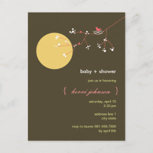 Whimsical Baby Shower Nesting Bird Family Tree Einladungspostkarte