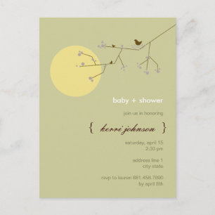 Whimsical Baby Shower Nesting Bird Family Tree Einladungspostkarte