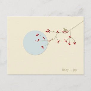 Whimsical Baby Shower Nesting Bird Family Tree Einladungspostkarte