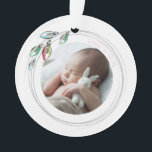 Whimsical Baby's First Christmas Foto Ornament<br><div class="desc">Ein perfektes Geschenk für eine neue Mama und Papa. Dieses elegante Acryl-Weihnachtsschmuck zeigt ein Vorbild oder Ihr neugeborenes Mädchen, umgeben von einer Reihe von Aquarellleuchten. Der Name mit dem Datum kurbelt über die Oberseite Ihres Fotos. Die Worte "Baby's First Christmas" sind Set in weißer Hand, Schrift auf einem gratis rosa...</div>