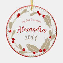 Whimsical Baby's First Christmas Foto | Rote Beige