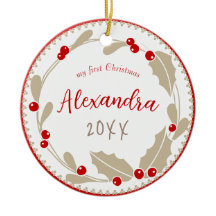 Whimsical Baby's First Christmas Foto | Rote Beige