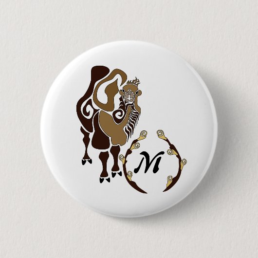 Whimsical Bactrian Camel Monogram Button (Vorderseite)