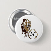 Whimsical Bactrian Camel Monogram Button (Vorne & Hinten)