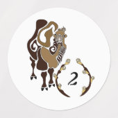 Whimsical Bactrian Camel Monogram Etiketten (Design 2)