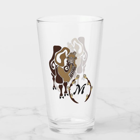 Whimsical Bactrian Camel Monogram Glas (Rückseite)