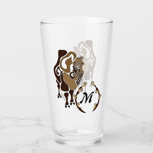 Whimsical Bactrian Camel Monogram Glas (Vorderseite)