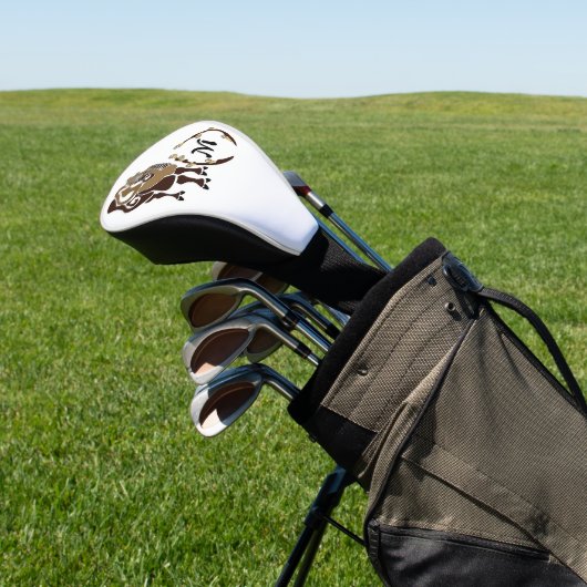 Whimsical Bactrian Camel Monogram Golf Headcover (In SItu)
