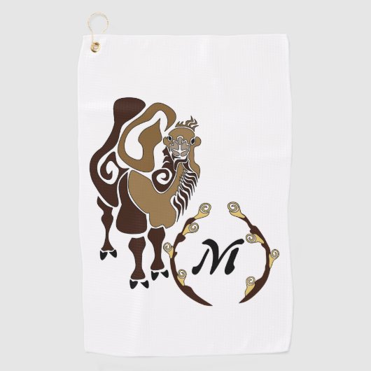 Whimsical Bactrian Camel Monogram Golfhandtuch (Vorderseite)