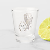 Whimsical Bactrian Camel Monogram Schnapsglas (Rückseite)