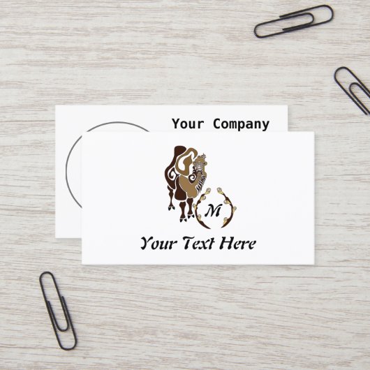 Whimsical Bactrian Camel Monogram Visitenkarte (Vorderseite/Rückseite Beispiel)
