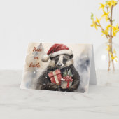Whimsical Badger Christmas Card Karte (Gelbe Blume)