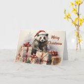 Whimsical Badger Christmas Card Karte (Gelbe Blume)