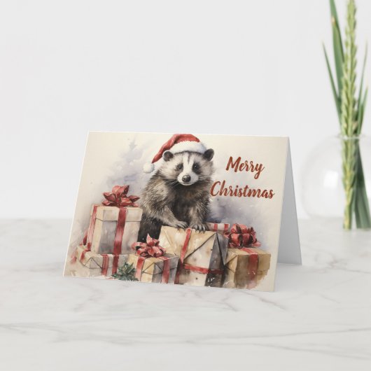 Whimsical Badger Christmas Card Karte (Vorderseite)