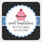 Whimsical Bakery Cupcake Blue Stickers (Vorderseite)