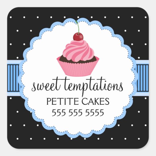 Whimsical Bakery Cupcake Blue Stickers (Vorderseite)