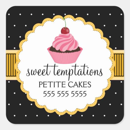Whimsical Bakery Cupcake Yellow Stickers (Vorderseite)