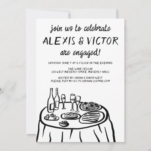 Whimsical Balconi Dinner Custom Engagement Party Einladung (Vorderseite)