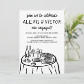 Whimsical Balconi Dinner Custom Engagement Party Einladung (Stehend Vorderseite)