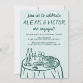Whimsical Balconi Dinner Custom Engagement Party Einladung (Vorderseite)