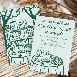 Whimsical Balconi Dinner Custom Engagement Party Einladung