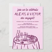 Whimsical Balconi Dinner Custom Engagement Party Einladung (Vorderseite)