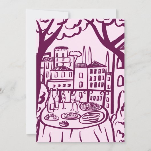 Whimsical Balconi Dinner Custom Engagement Party Einladung (Rückseite)