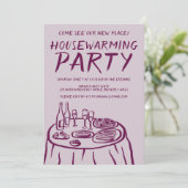 Whimsical Balcony Apartment Custom Housewarming Einladung (Stehend Vorderseite)