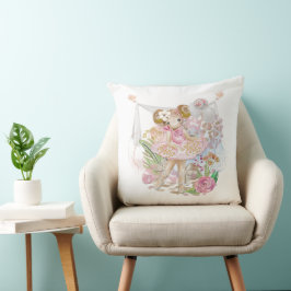 Whimsical Ballerina Birds Name Florals Kissen