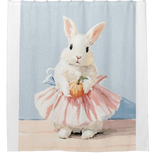 Whimsical Ballerina Bunny Fall Herbst Duschvorhang (Vorderseite)