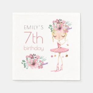 Whimsical Ballerina Floral 7. Geburtstagsparty Gir Serviette